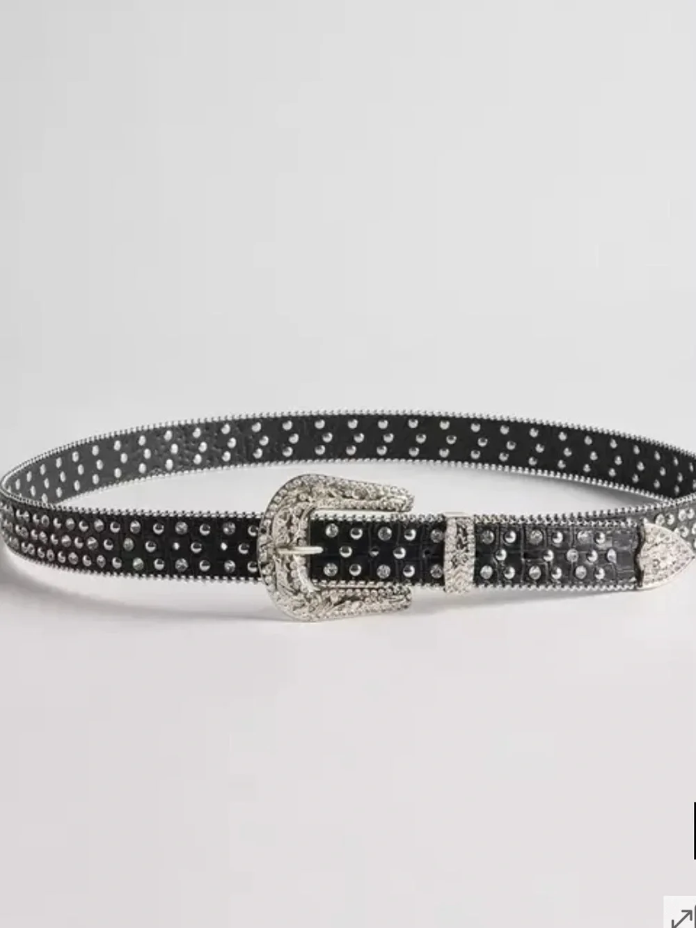 Women's Black Studded Western Buckle Belt